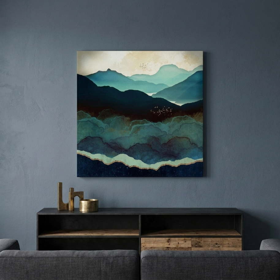 Indigo Mountains Matte Canvas, Stretched, No Frame