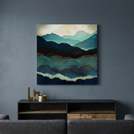 Indigo Mountains Matte Canvas, Stretched, No Frame