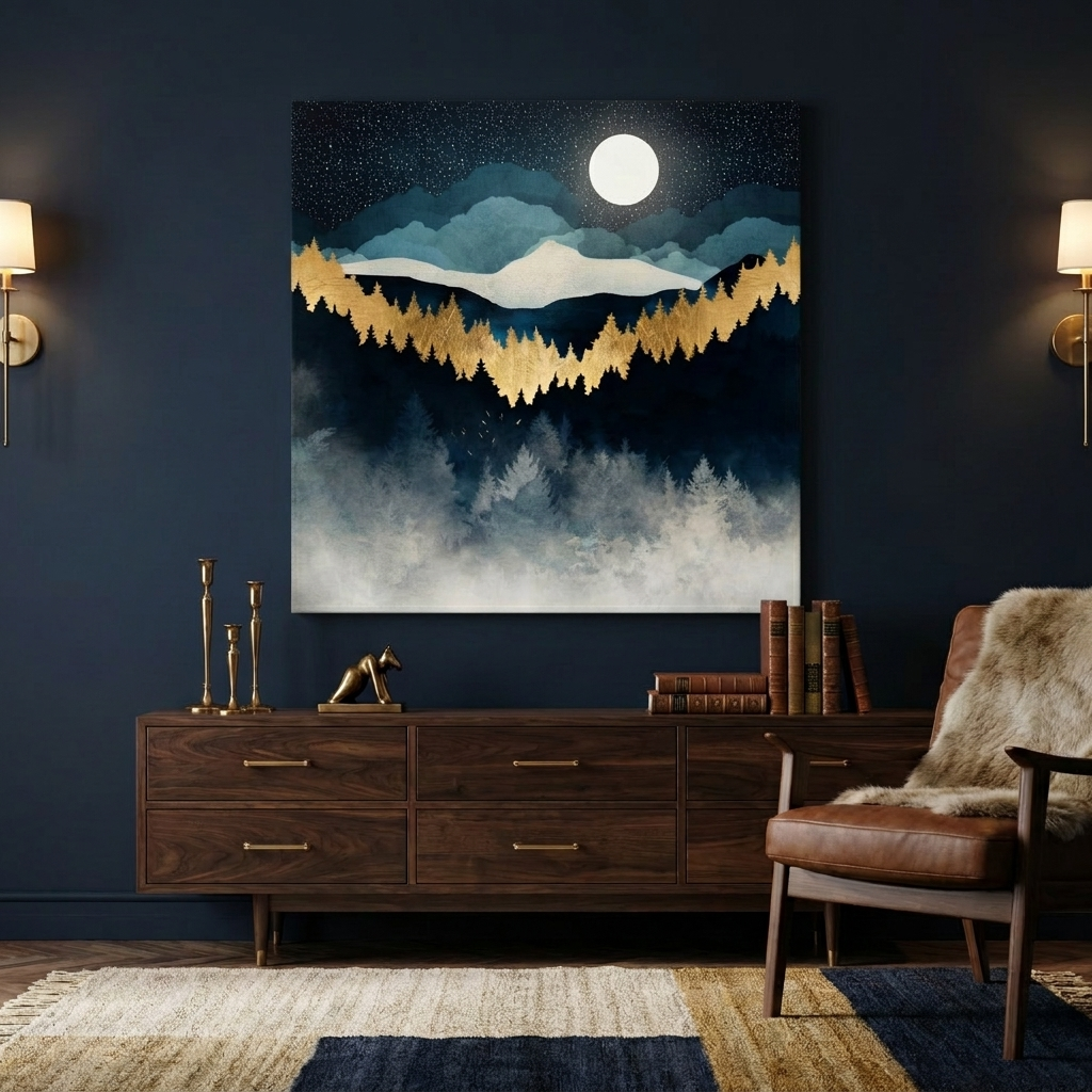 Indigo Night Matte Canvas, Stretched, No Frame
