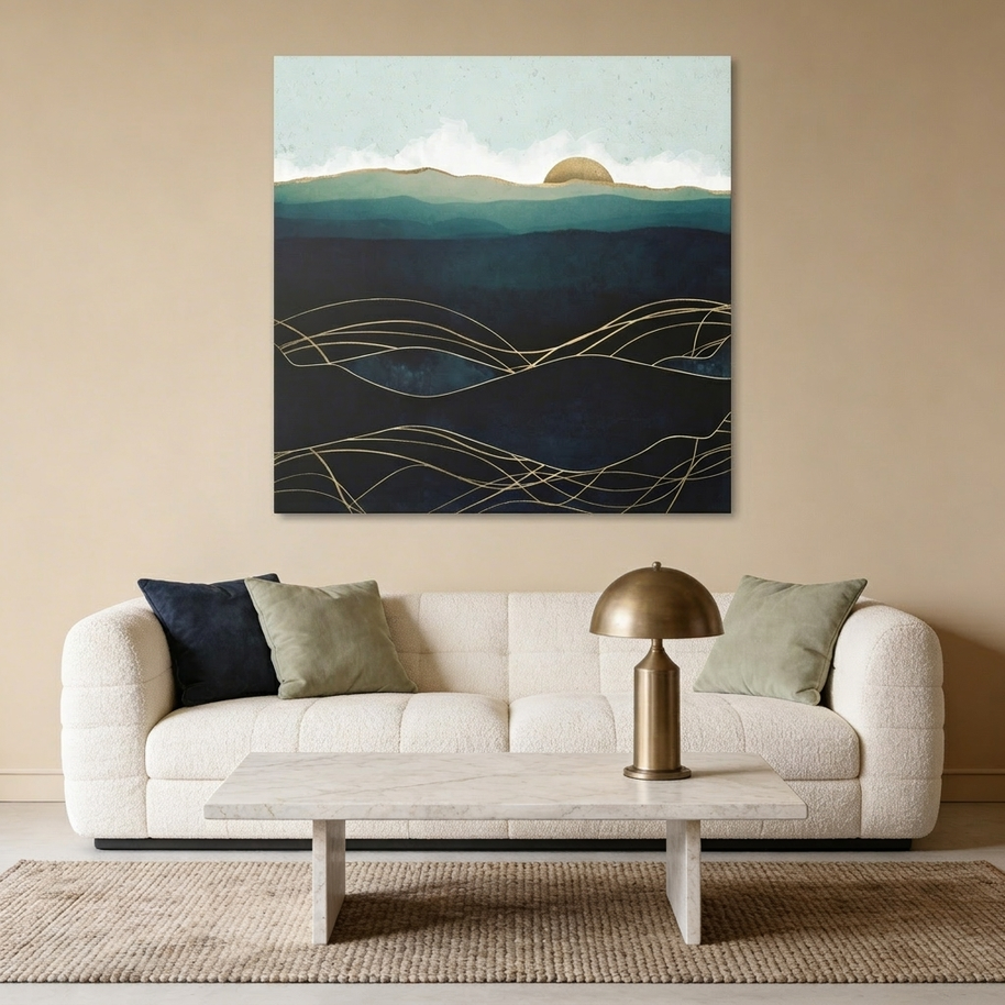 Indigo Waters Matte Canvas, Stretched, No Frame