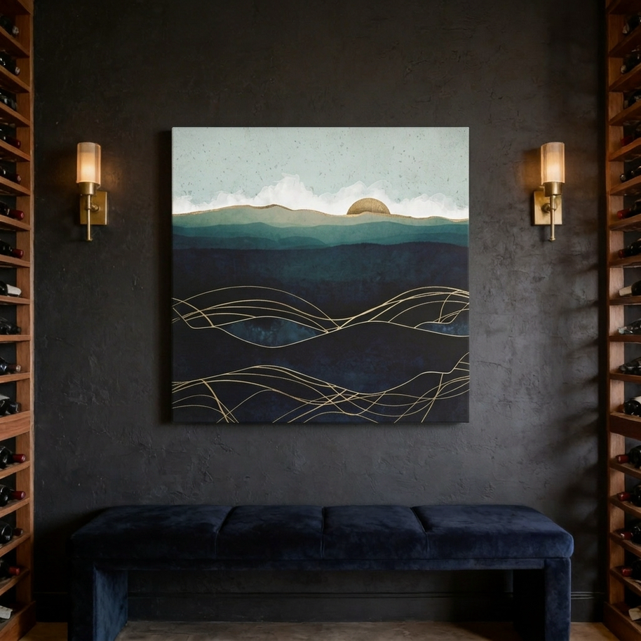 Indigo Waters Matte Canvas, Stretched, No Frame