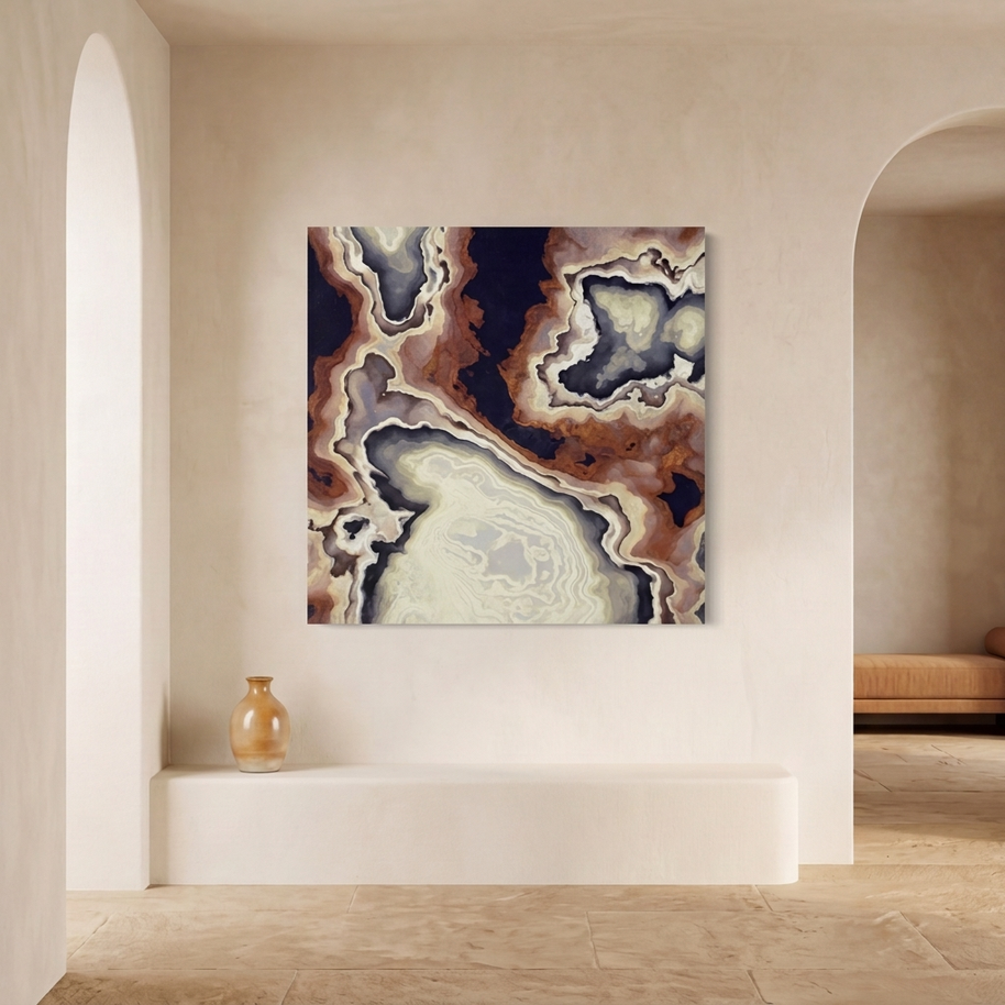 Ivory Agate Abstract Matte Canvas, Stretched, No Frame