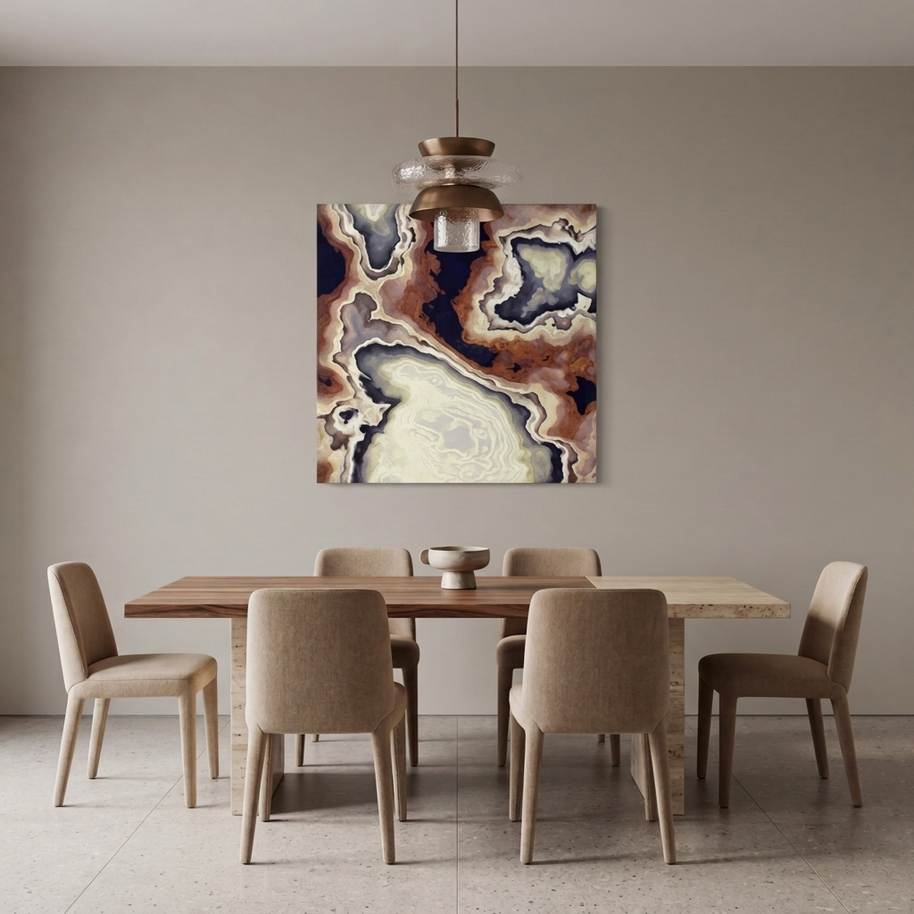 Ivory Agate Abstract Matte Canvas, Stretched, No Frame
