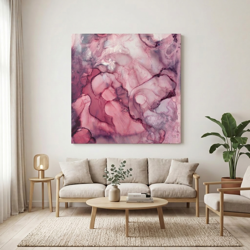 Liquid Mauve Abstract Matte Canvas, Stretched, No Frame