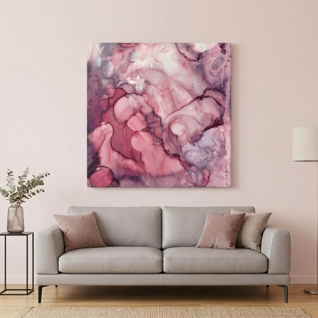 Liquid Mauve Abstract Matte Canvas, Stretched, No Frame