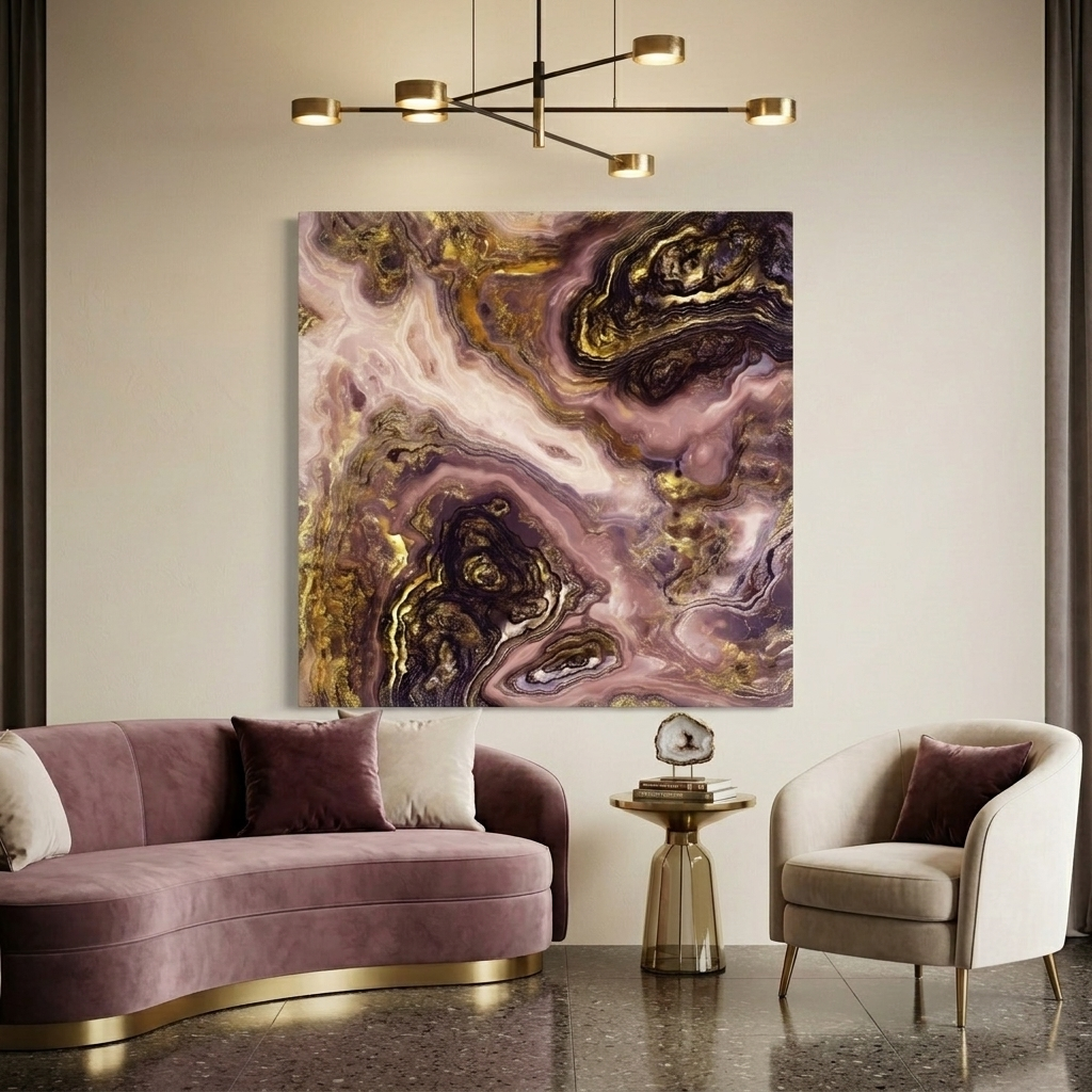Liquid Gold Agate Matte Canvas, Stretched, No Frame