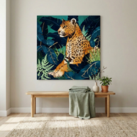 Leopard and Indigo Matte Canvas, Stretched, No Frame