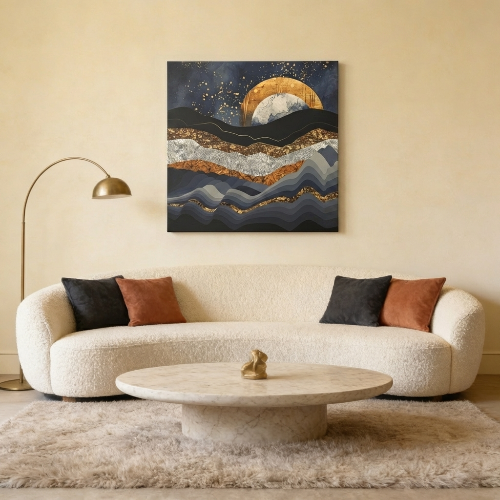 Metallic Mountains Matte Canvas, Stretched, No Frame