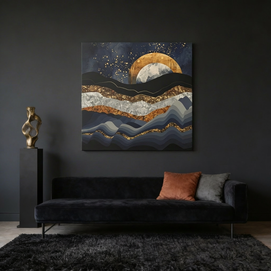Metallic Mountains Matte Canvas, Stretched, No Frame