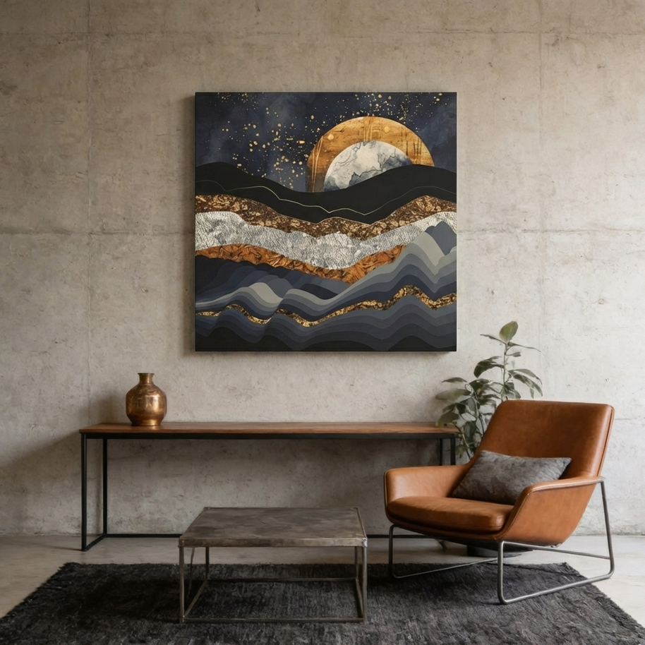 Metallic Mountains Matte Canvas, Stretched, No Frame
