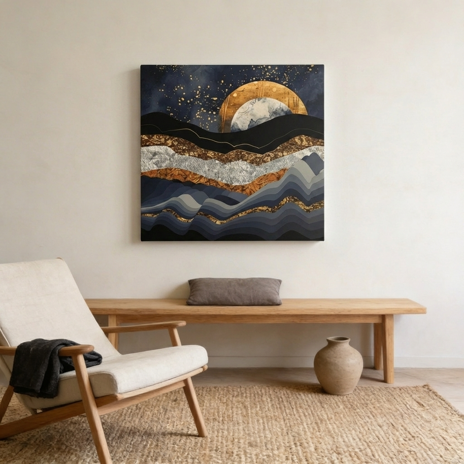Metallic Mountains Matte Canvas, Stretched, No Frame