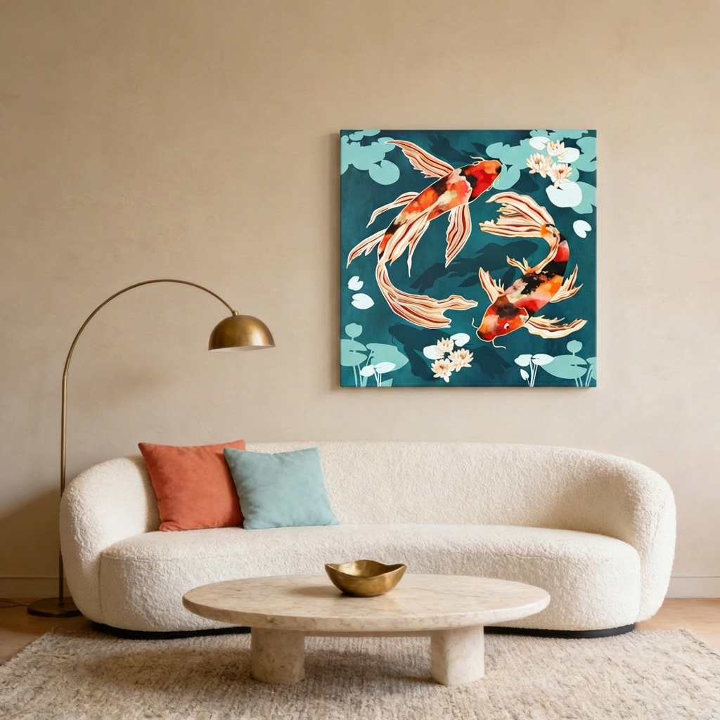 Metallic Koi VII Matte Canvas, Stretched, No Frame