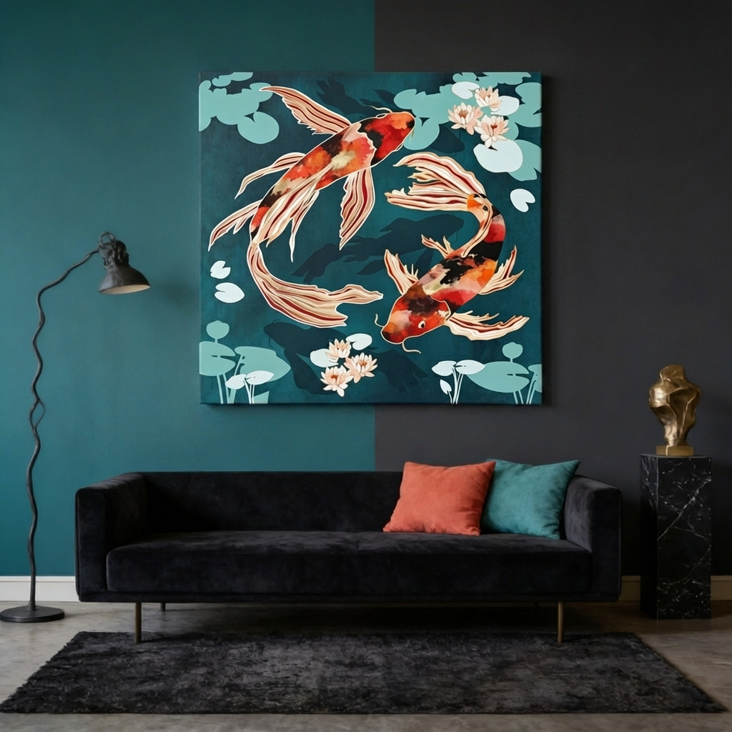 Metallic Koi VII Matte Canvas, Stretched, No Frame