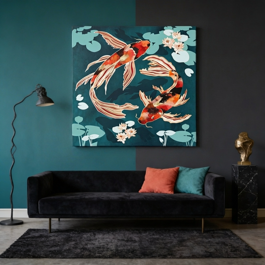 Metallic Koi VII Matte Canvas, Stretched, No Frame