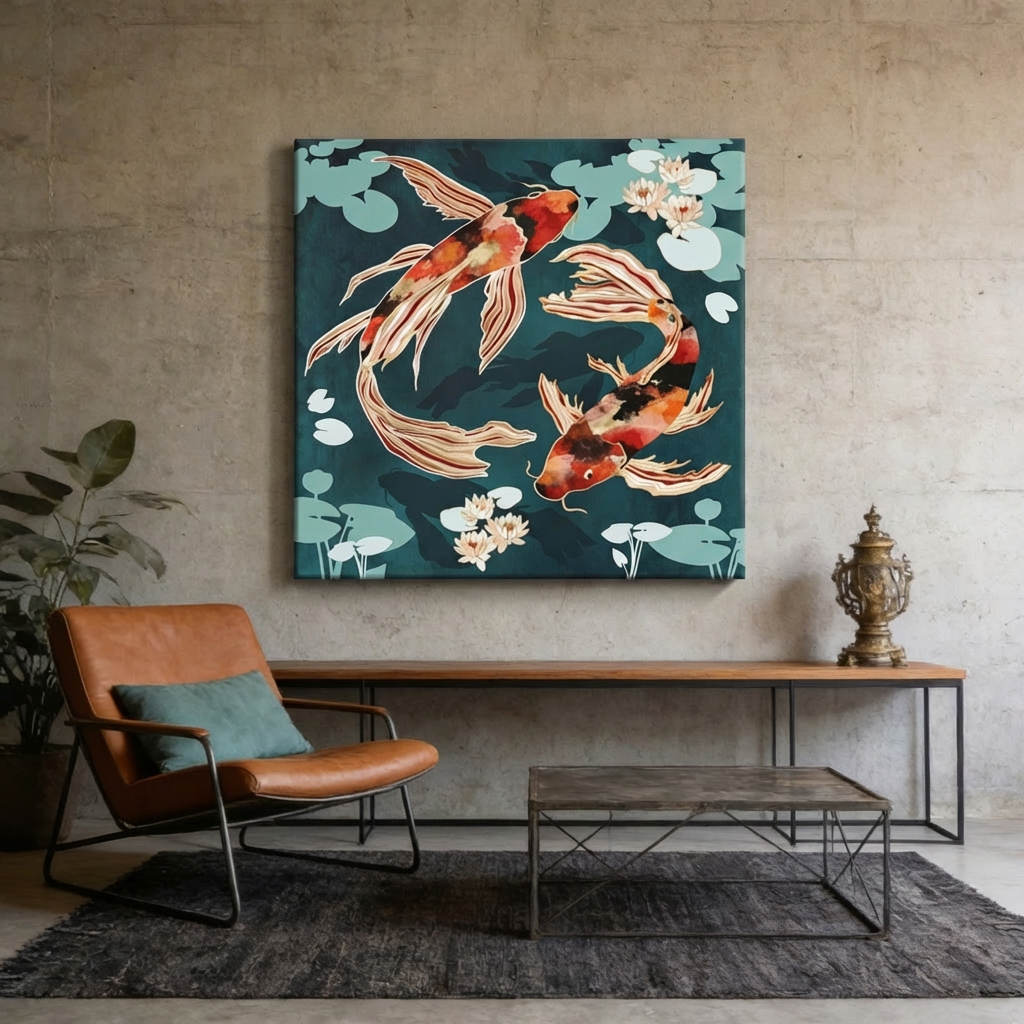 Metallic Koi VII Matte Canvas, Stretched, No Frame