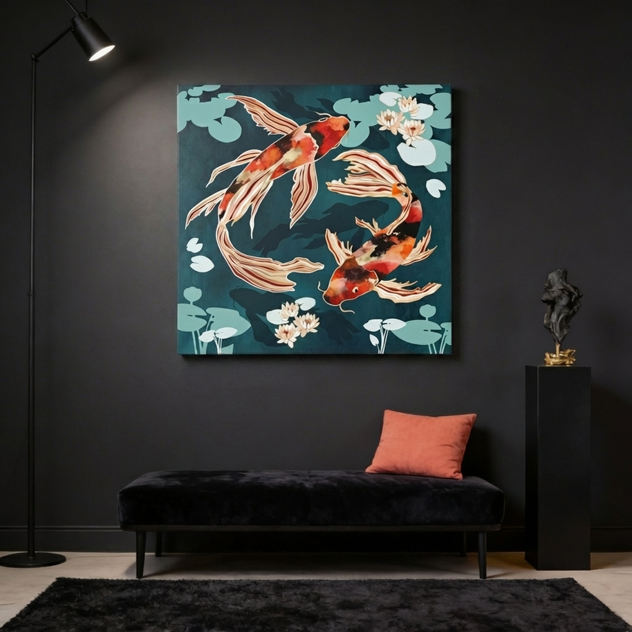 Metallic Koi VII Matte Canvas, Stretched, No Frame