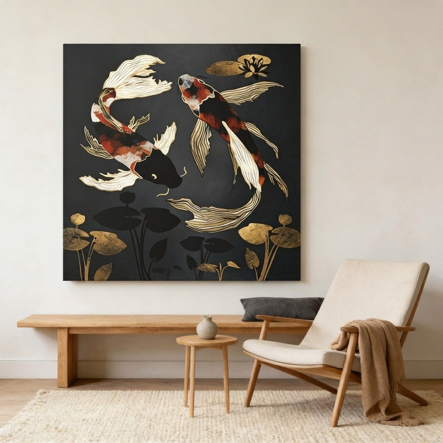 Metallic Koi IV Matte Canvas, Stretched, No Frame