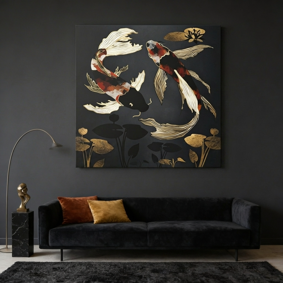 Metallic Koi IV Matte Canvas, Stretched, No Frame