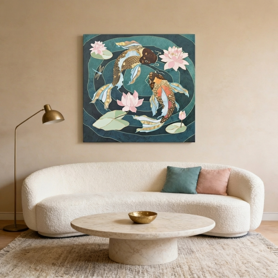 Metallic Koi III Matte Canvas, Stretched, No Frame