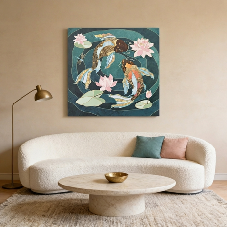 Metallic Koi III Matte Canvas, Stretched, No Frame