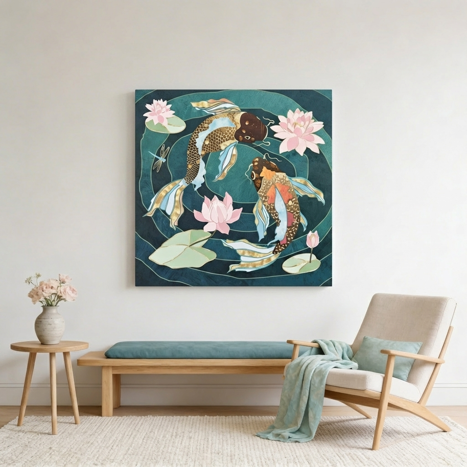 Metallic Koi III Matte Canvas, Stretched, No Frame