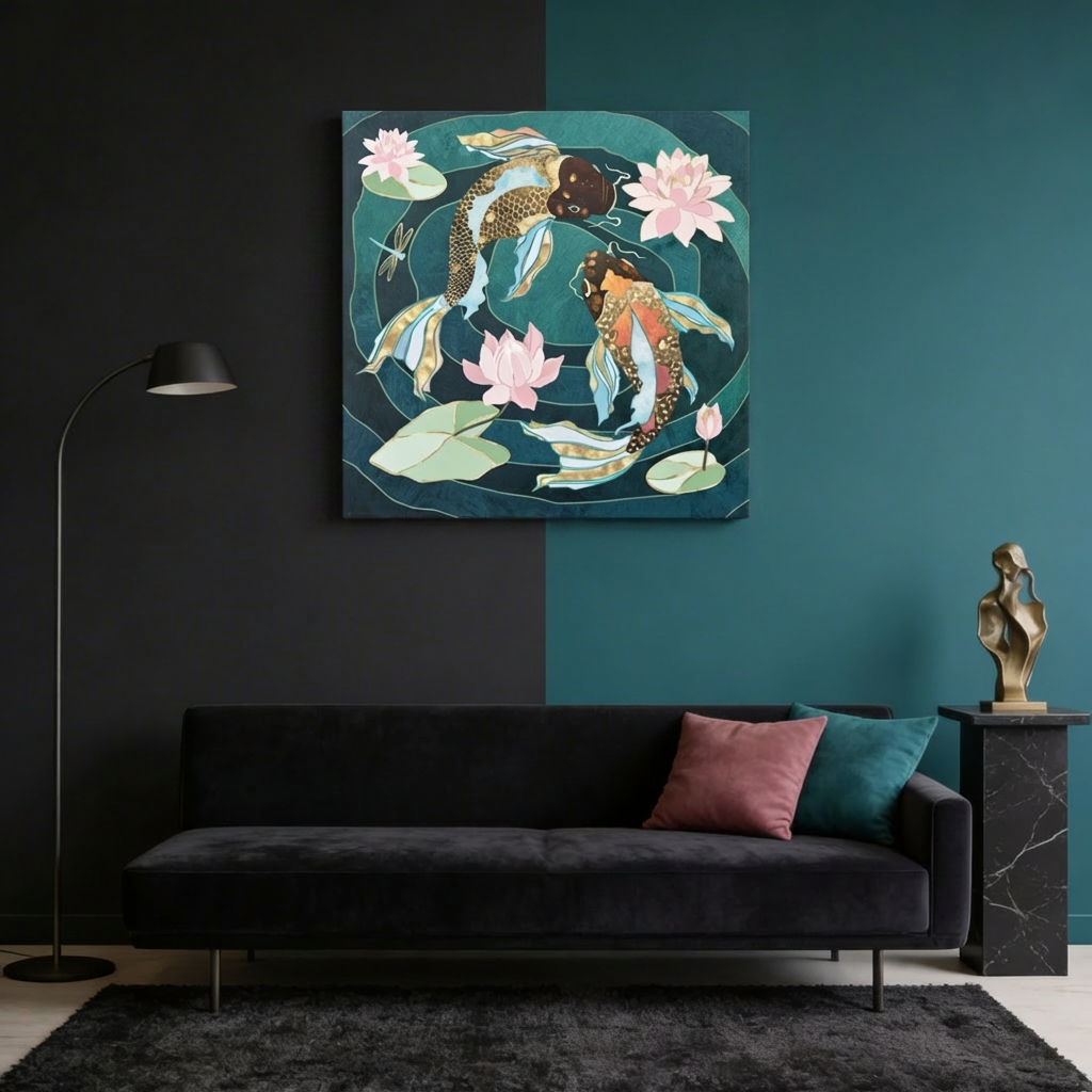 Metallic Koi III Matte Canvas, Stretched, No Frame