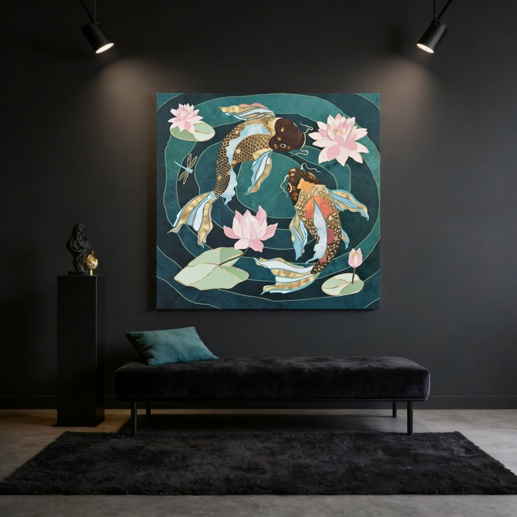 Metallic Koi III Matte Canvas, Stretched, No Frame