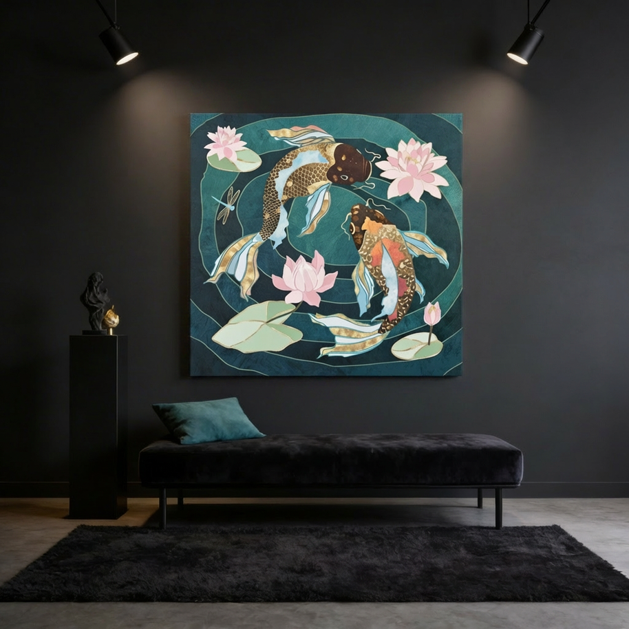 Metallic Koi III Matte Canvas, Stretched, No Frame