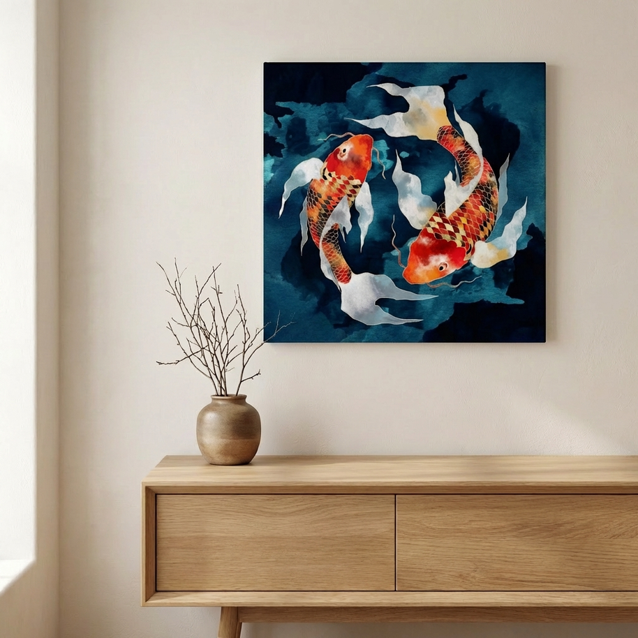 Metallic Koi II Matte Canvas, Stretched, No Frame
