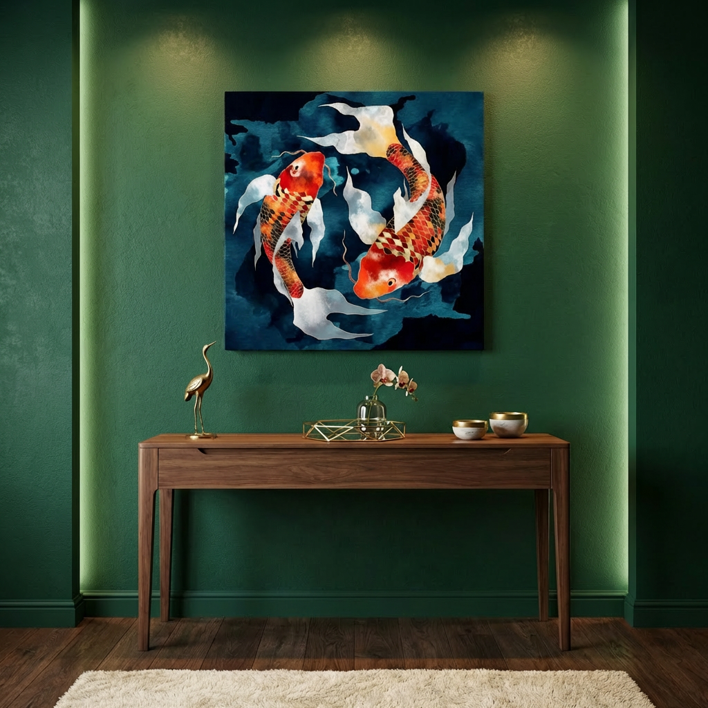 Metallic Koi II Matte Canvas, Stretched, No Frame