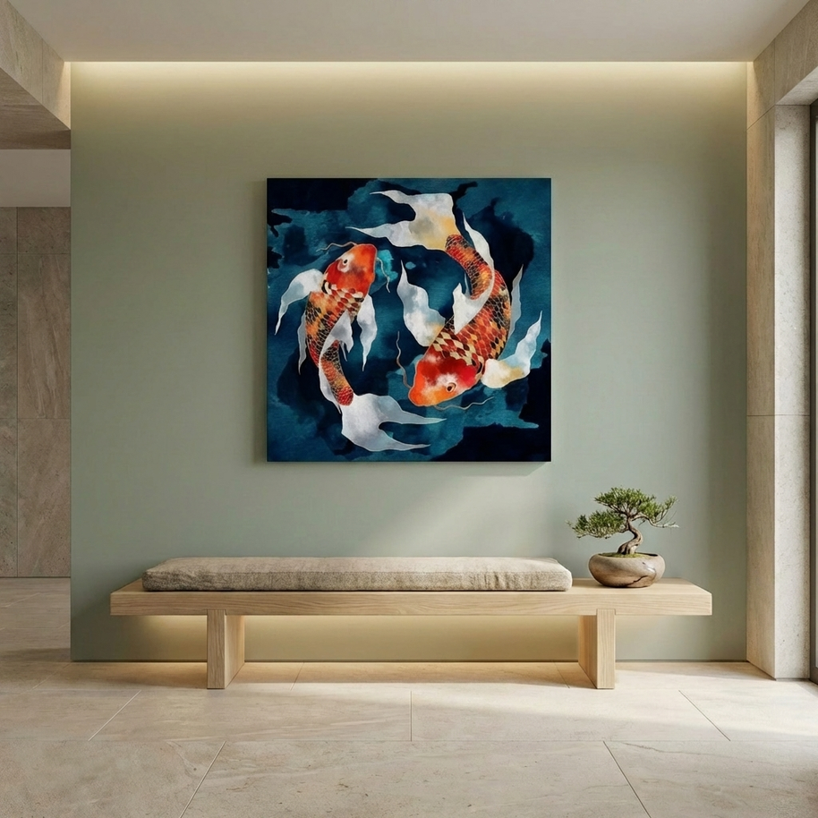 Metallic Koi II Matte Canvas, Stretched, No Frame