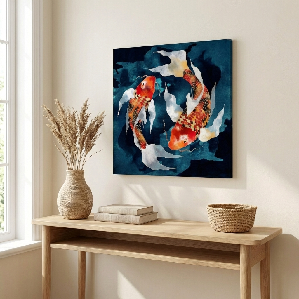 Metallic Koi II Matte Canvas, Stretched, No Frame
