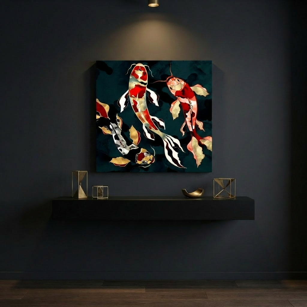 Metallic Koi Matte Canvas, Stretched, No Frame