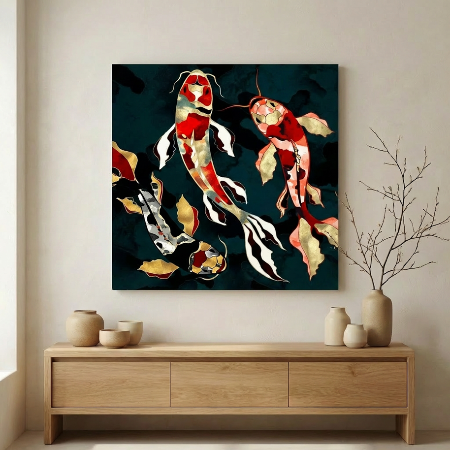 Metallic Koi Matte Canvas, Stretched, No Frame