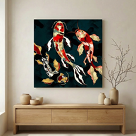 Metallic Koi Matte Canvas, Stretched, No Frame