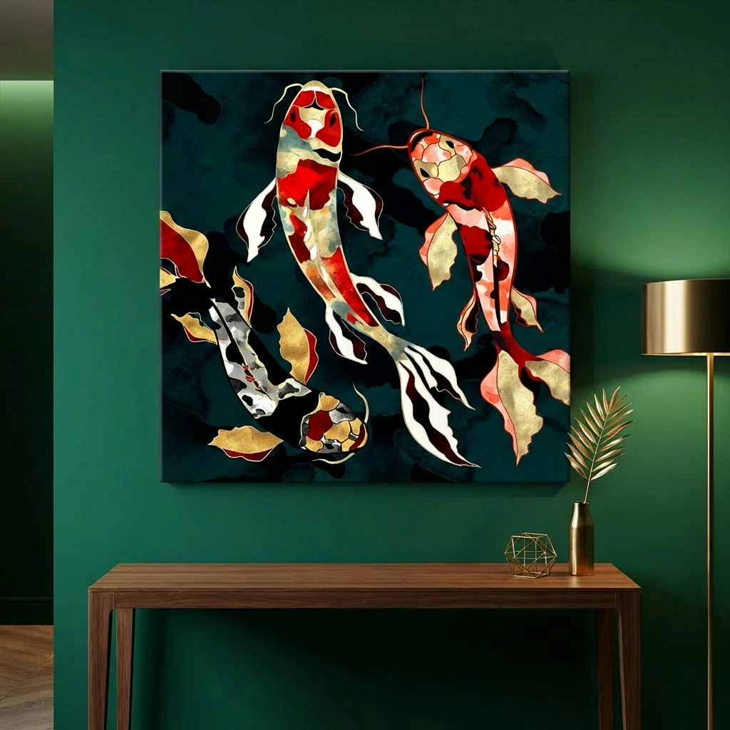 Metallic Koi Matte Canvas, Stretched, No Frame