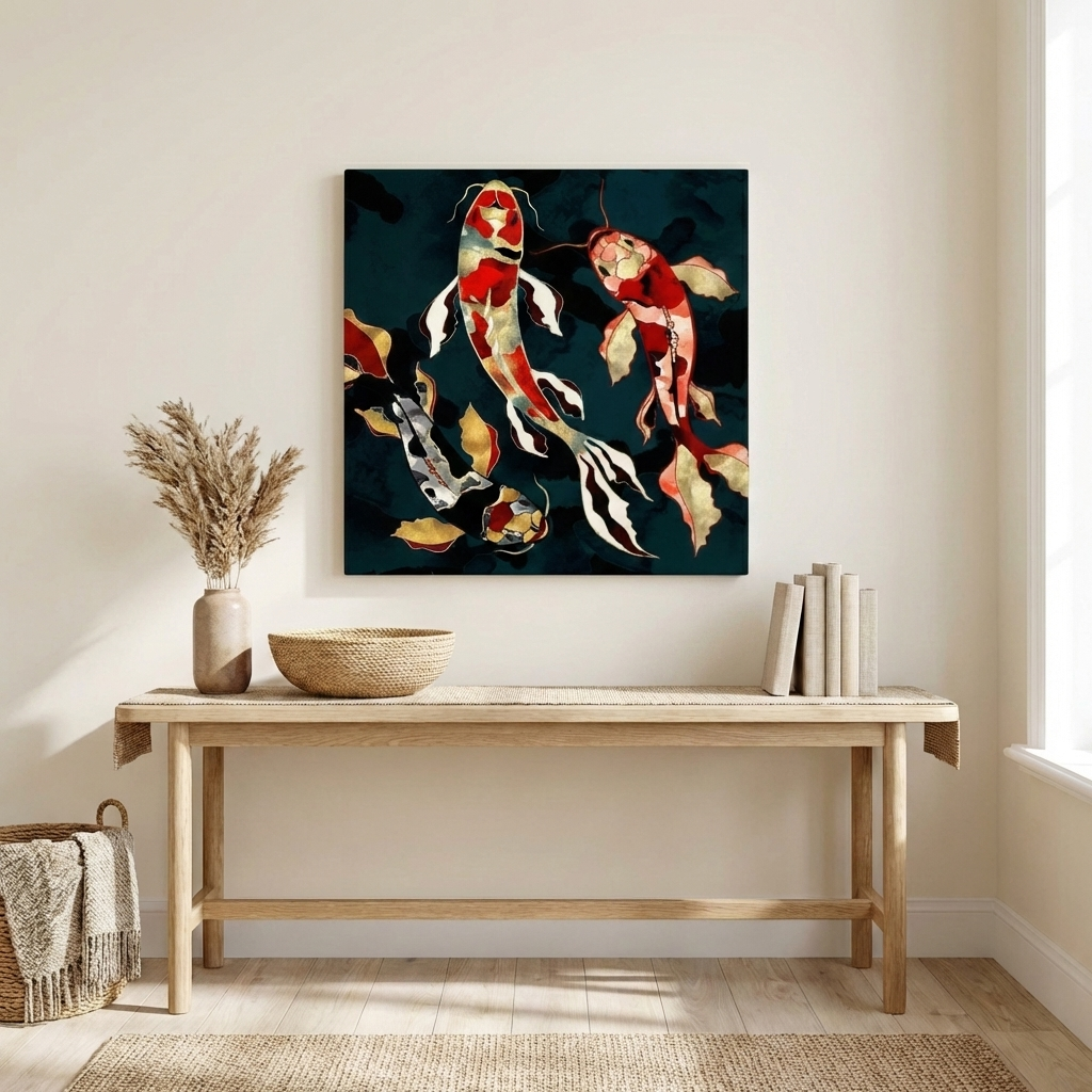 Metallic Koi Matte Canvas, Stretched, No Frame