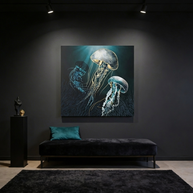 Metallic Jellyfish V Matte Canvas, Stretched, No Frame