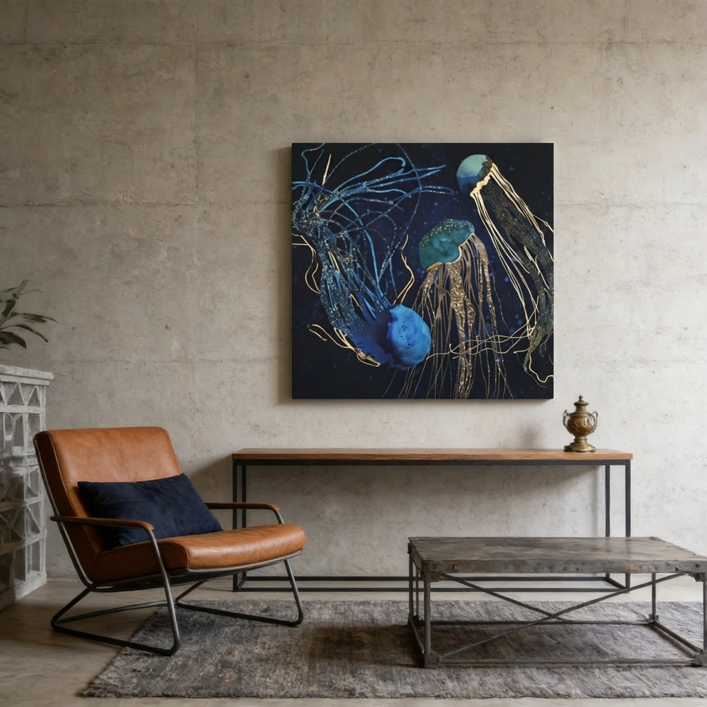 Metallic Jellyfish IV Matte Canvas, Stretched, No Frame