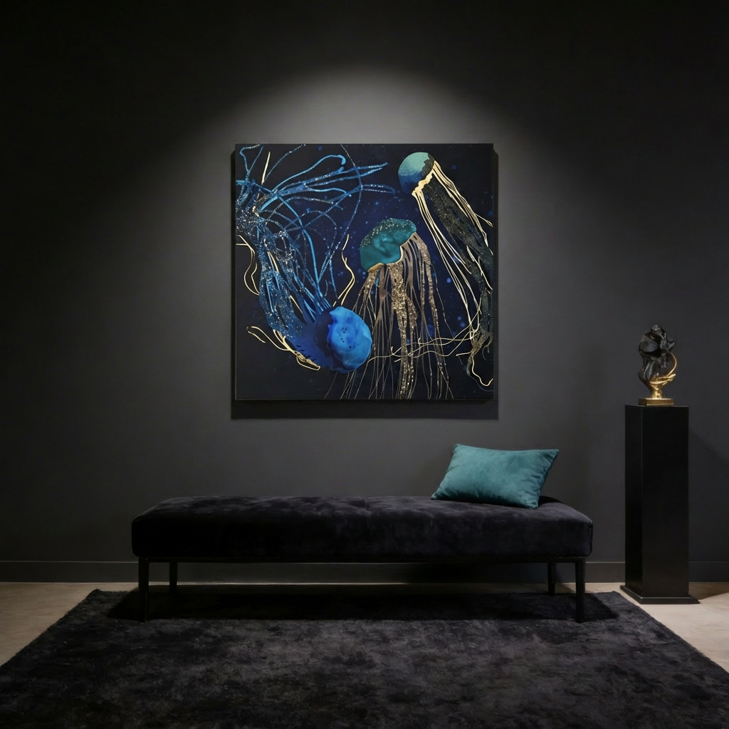 Metallic Jellyfish IV Matte Canvas, Stretched, No Frame