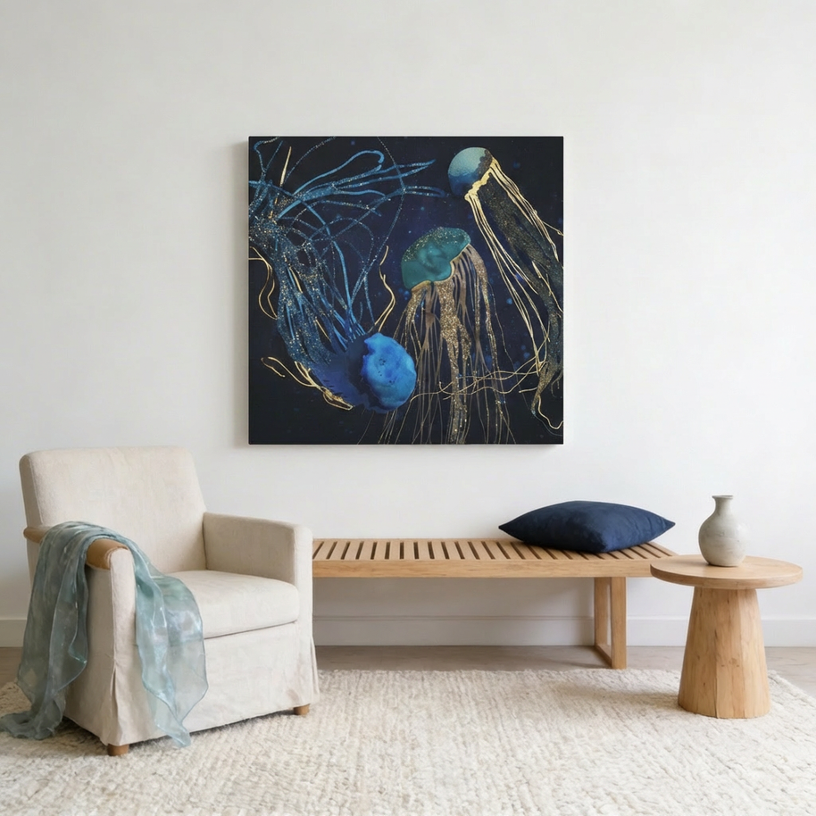 Metallic Jellyfish IV Matte Canvas, Stretched, No Frame