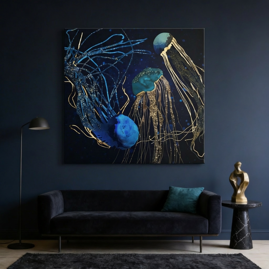 Metallic Jellyfish IV Matte Canvas, Stretched, No Frame