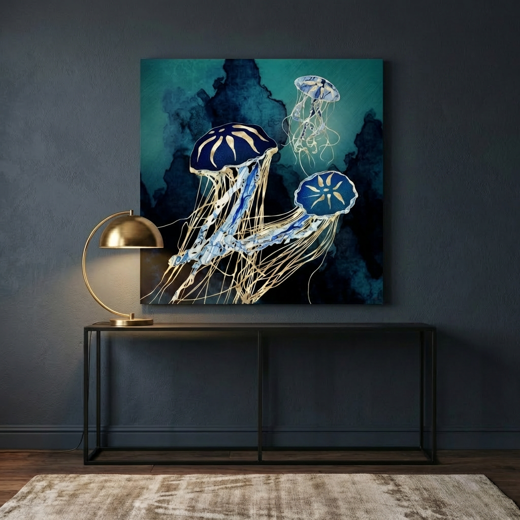 Metallic Jellyfish III Matte Canvas, Stretched, No Frame