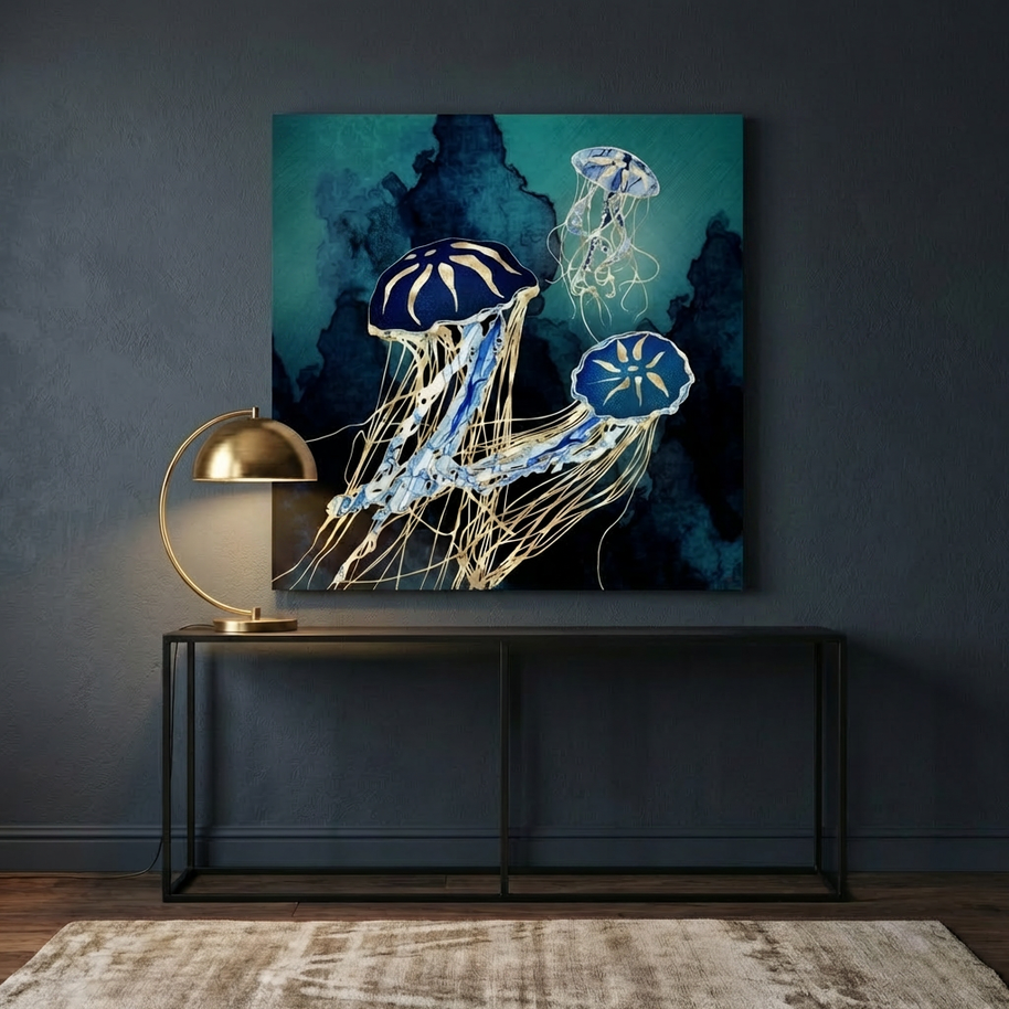 Metallic Jellyfish III Matte Canvas, Stretched, No Frame