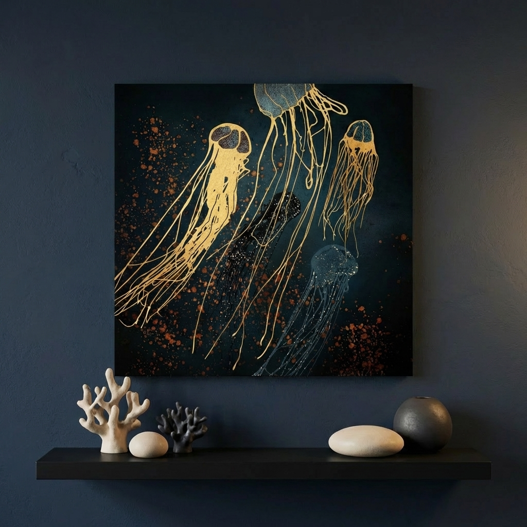 Metallic Jellyfish Matte Canvas, Stretched, No Frame
