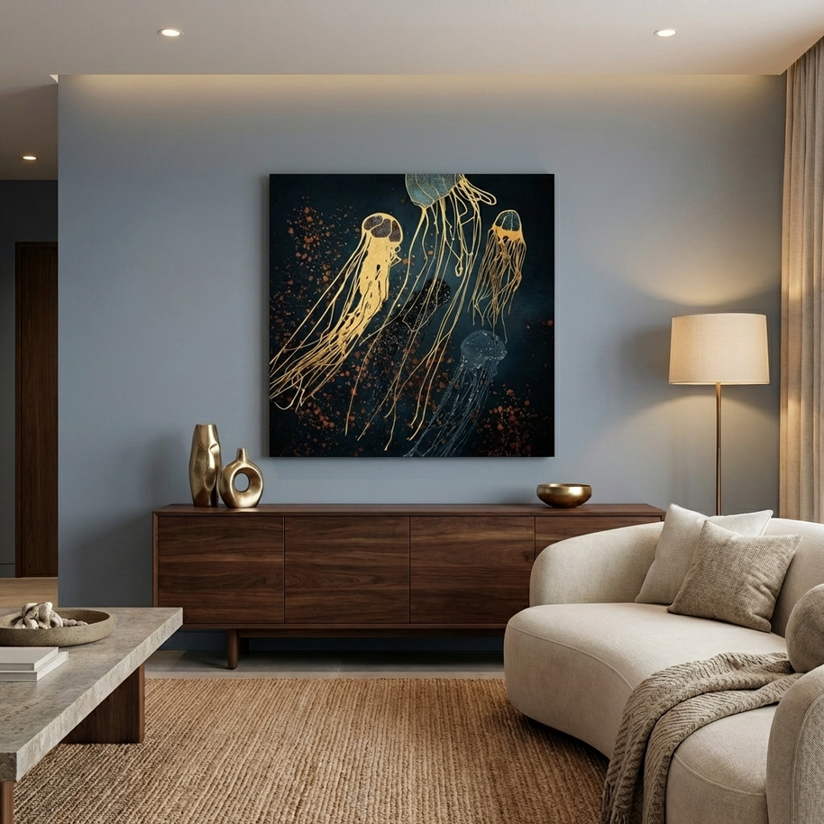 Metallic Jellyfish Matte Canvas, Stretched, No Frame
