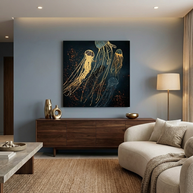 Metallic Jellyfish Matte Canvas, Stretched, No Frame