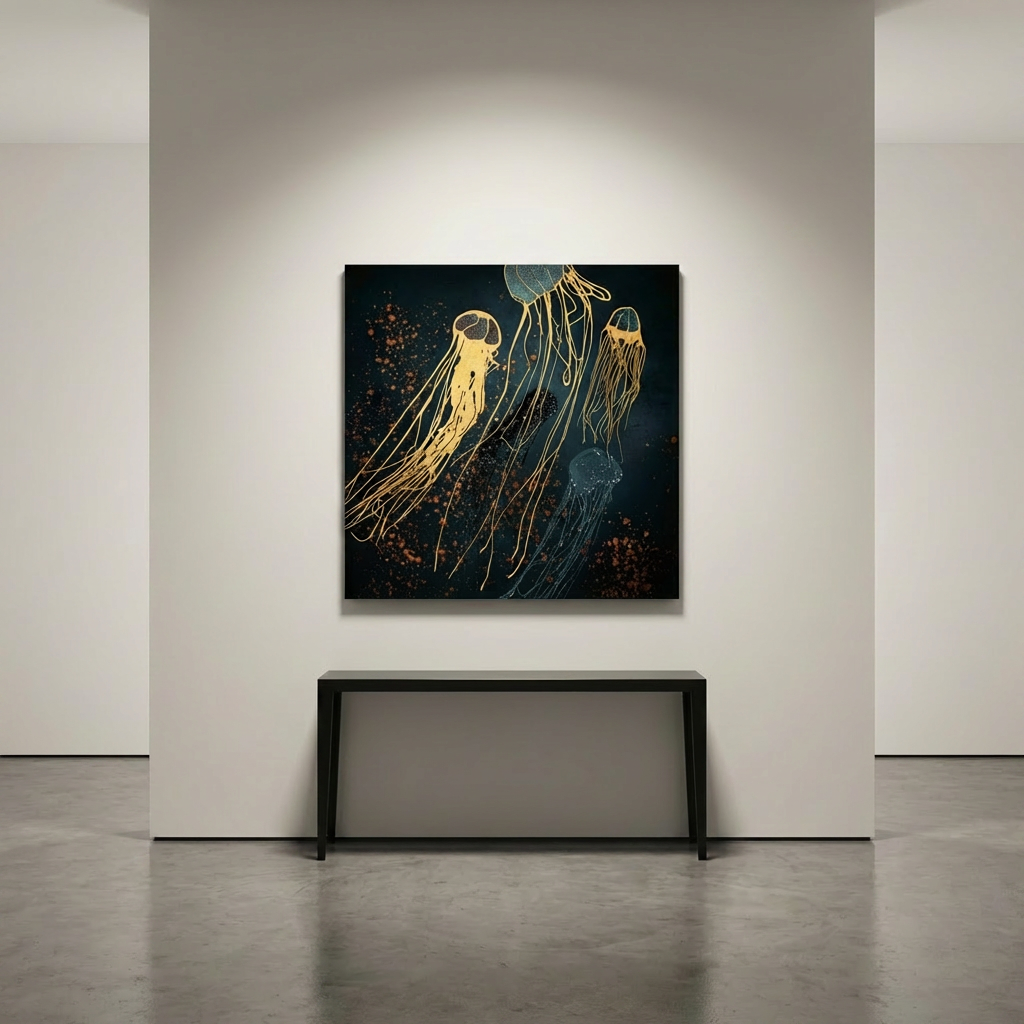 Metallic Jellyfish Matte Canvas, Stretched, No Frame