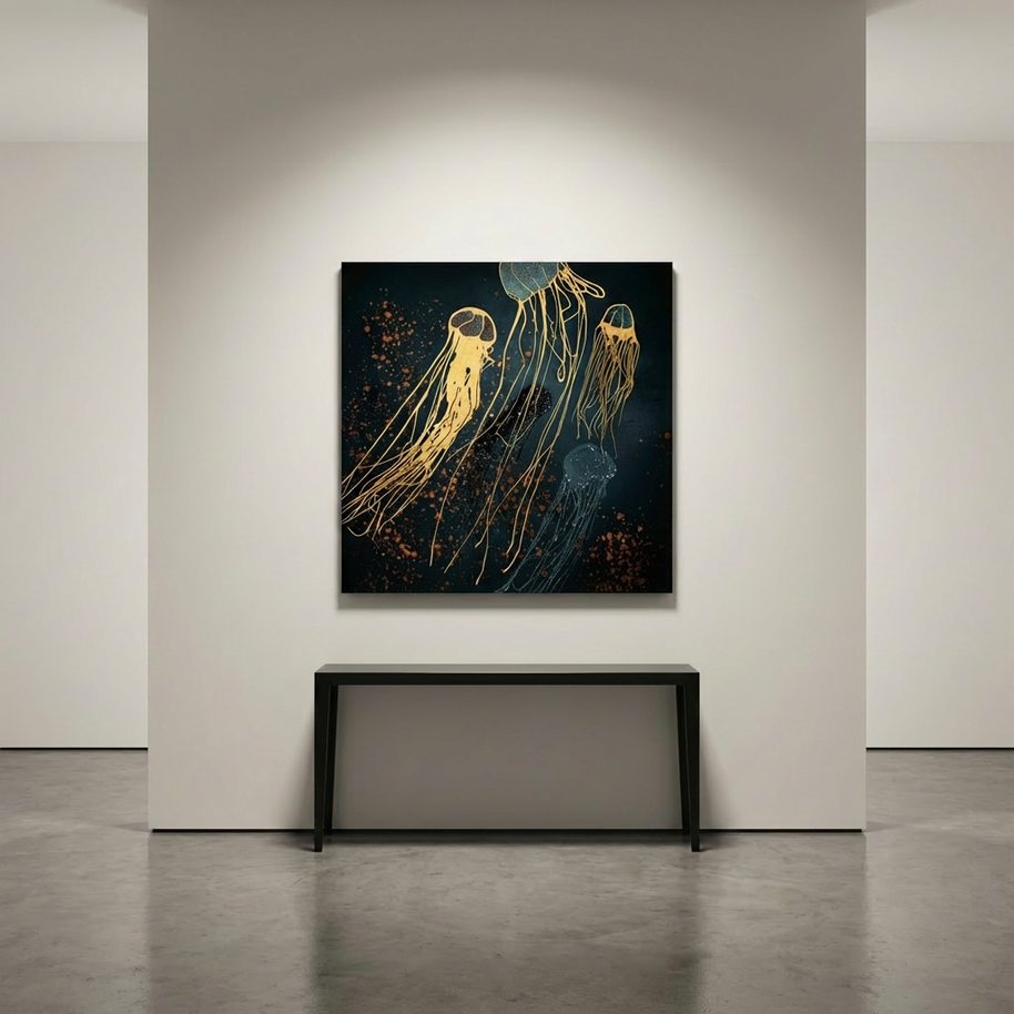 Metallic Jellyfish Matte Canvas, Stretched, No Frame
