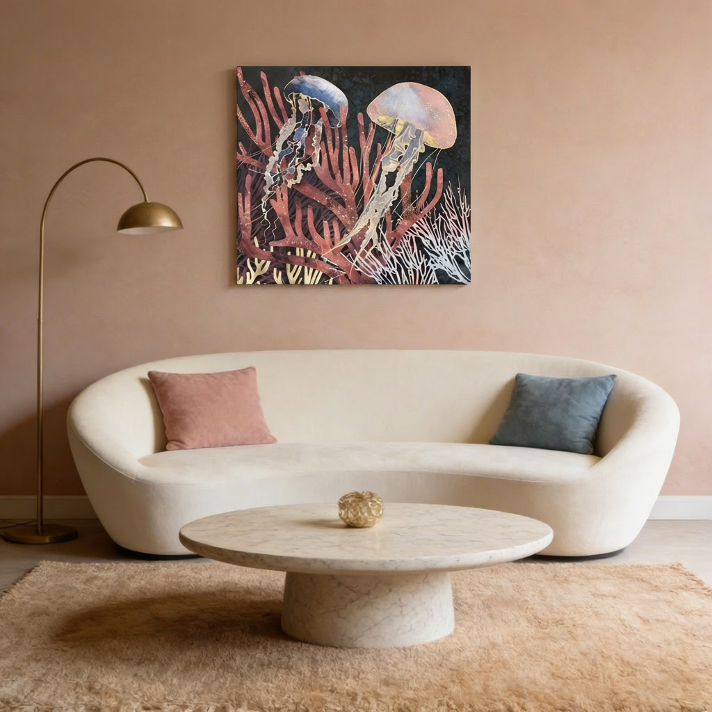 Metallic Coral Matte Canvas, Stretched, No Frame
